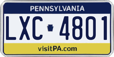 PA license plate LXC4801