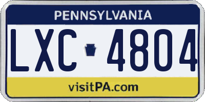 PA license plate LXC4804