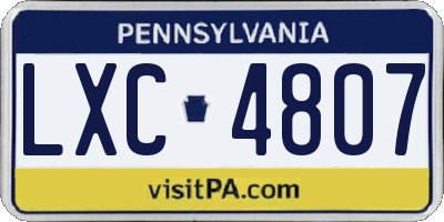 PA license plate LXC4807
