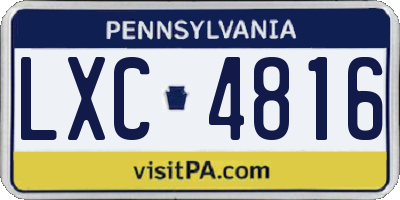 PA license plate LXC4816