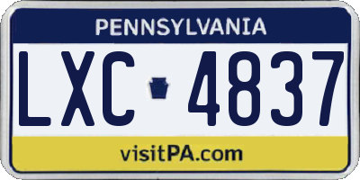 PA license plate LXC4837