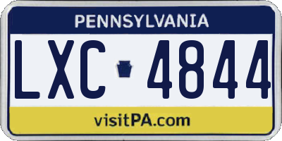 PA license plate LXC4844