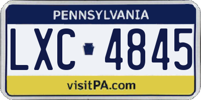 PA license plate LXC4845