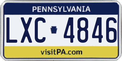 PA license plate LXC4846