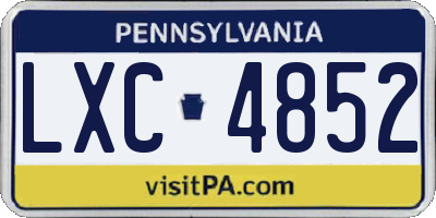 PA license plate LXC4852