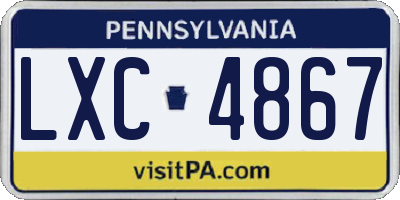 PA license plate LXC4867