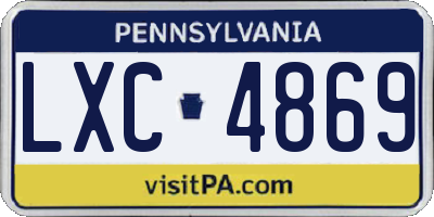 PA license plate LXC4869
