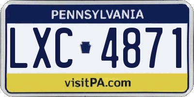 PA license plate LXC4871