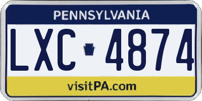 PA license plate LXC4874