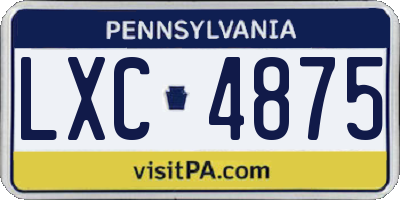PA license plate LXC4875
