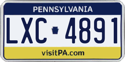 PA license plate LXC4891