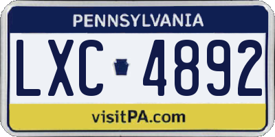 PA license plate LXC4892
