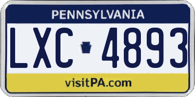 PA license plate LXC4893