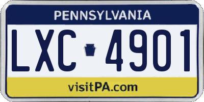 PA license plate LXC4901