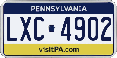 PA license plate LXC4902