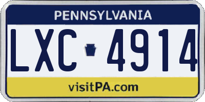 PA license plate LXC4914