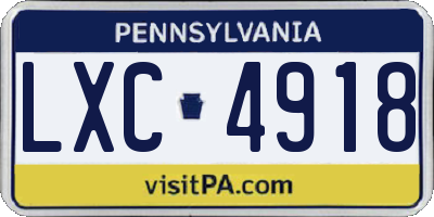 PA license plate LXC4918