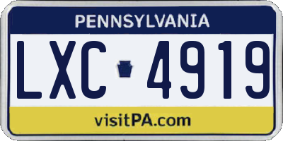 PA license plate LXC4919
