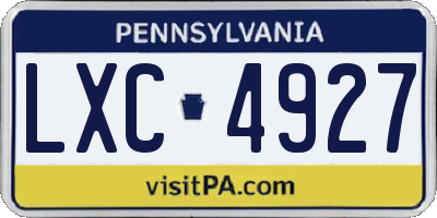 PA license plate LXC4927