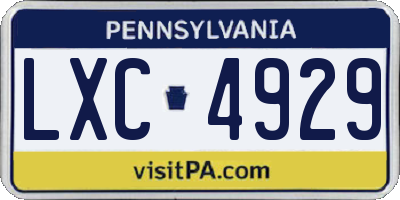 PA license plate LXC4929