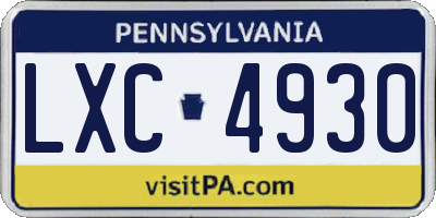 PA license plate LXC4930