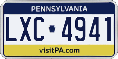 PA license plate LXC4941