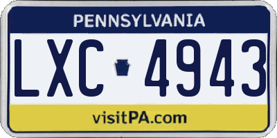 PA license plate LXC4943