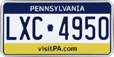PA license plate LXC4950