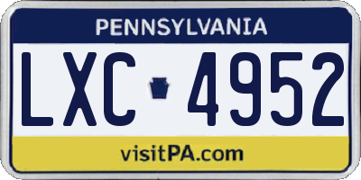 PA license plate LXC4952