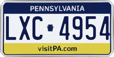 PA license plate LXC4954