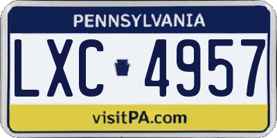PA license plate LXC4957