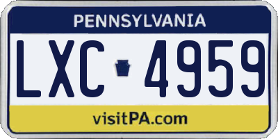 PA license plate LXC4959