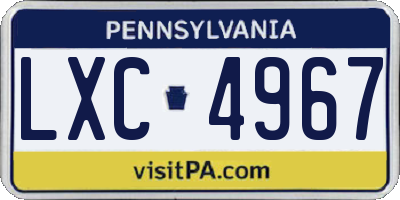 PA license plate LXC4967