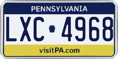 PA license plate LXC4968