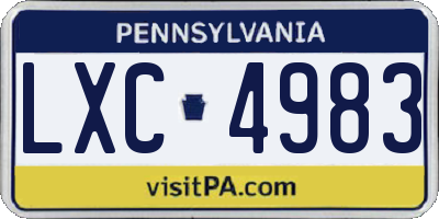 PA license plate LXC4983