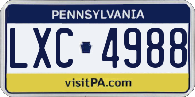 PA license plate LXC4988