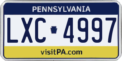 PA license plate LXC4997