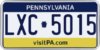 PA license plate LXC5015