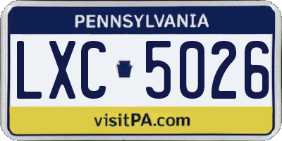 PA license plate LXC5026