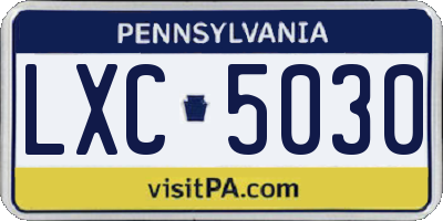 PA license plate LXC5030