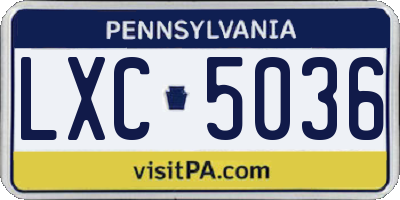 PA license plate LXC5036