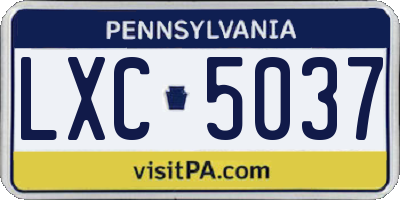 PA license plate LXC5037
