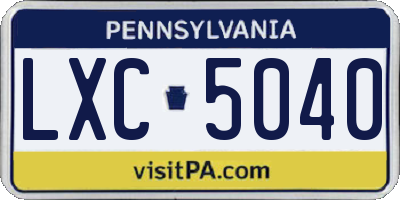 PA license plate LXC5040