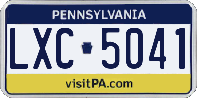 PA license plate LXC5041