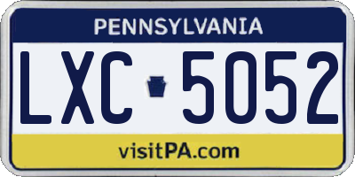PA license plate LXC5052