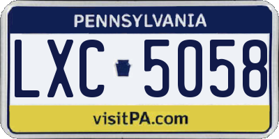 PA license plate LXC5058