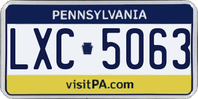 PA license plate LXC5063