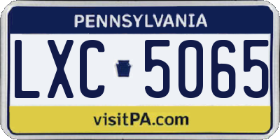 PA license plate LXC5065
