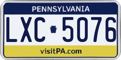 PA license plate LXC5076