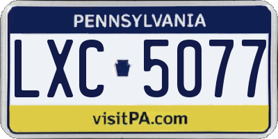 PA license plate LXC5077